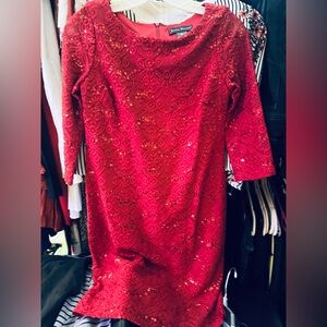 Jessica Howard Red Lace Long Sleeve Dress
